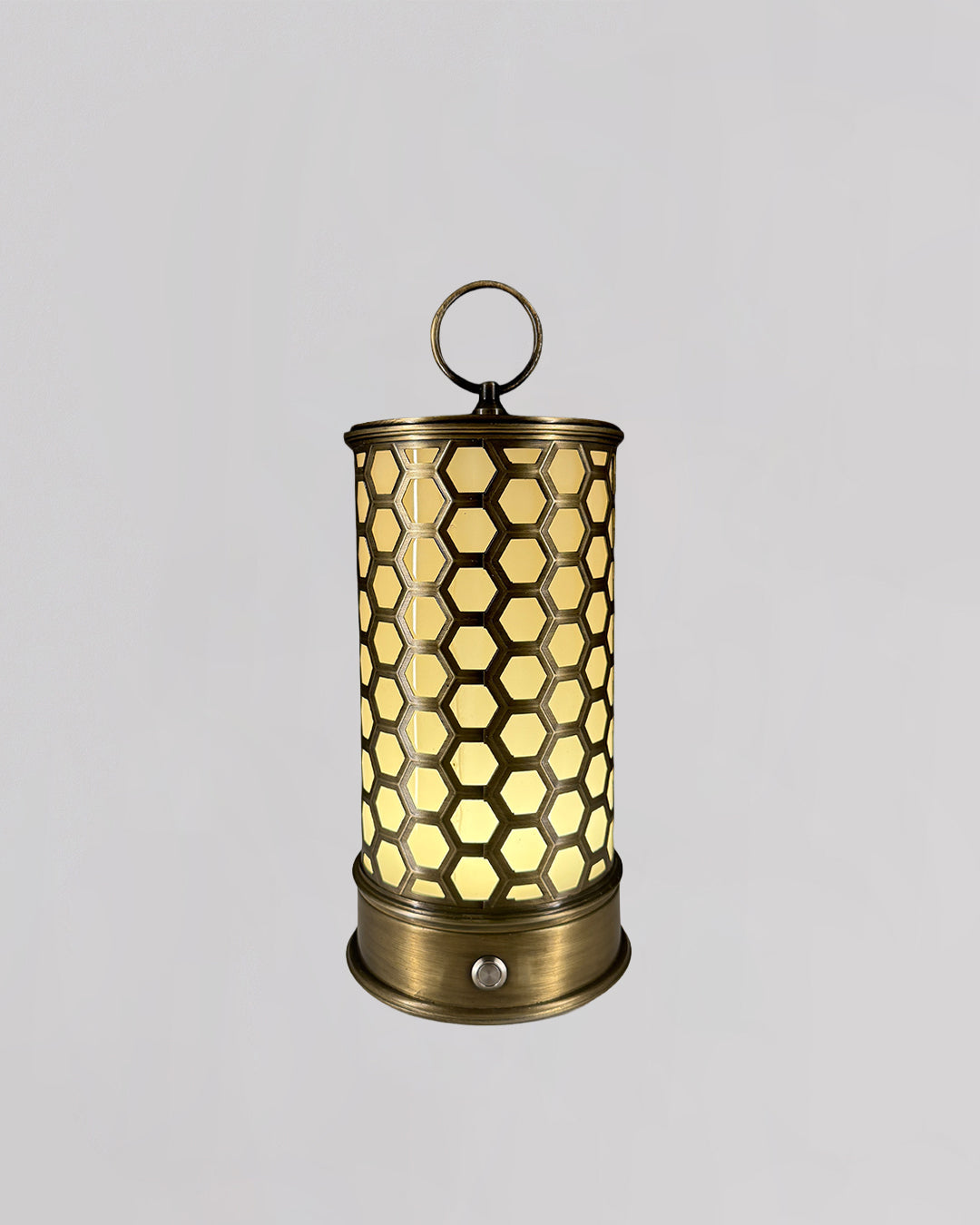Decorative lantern with honeycomb pattern on a gray background