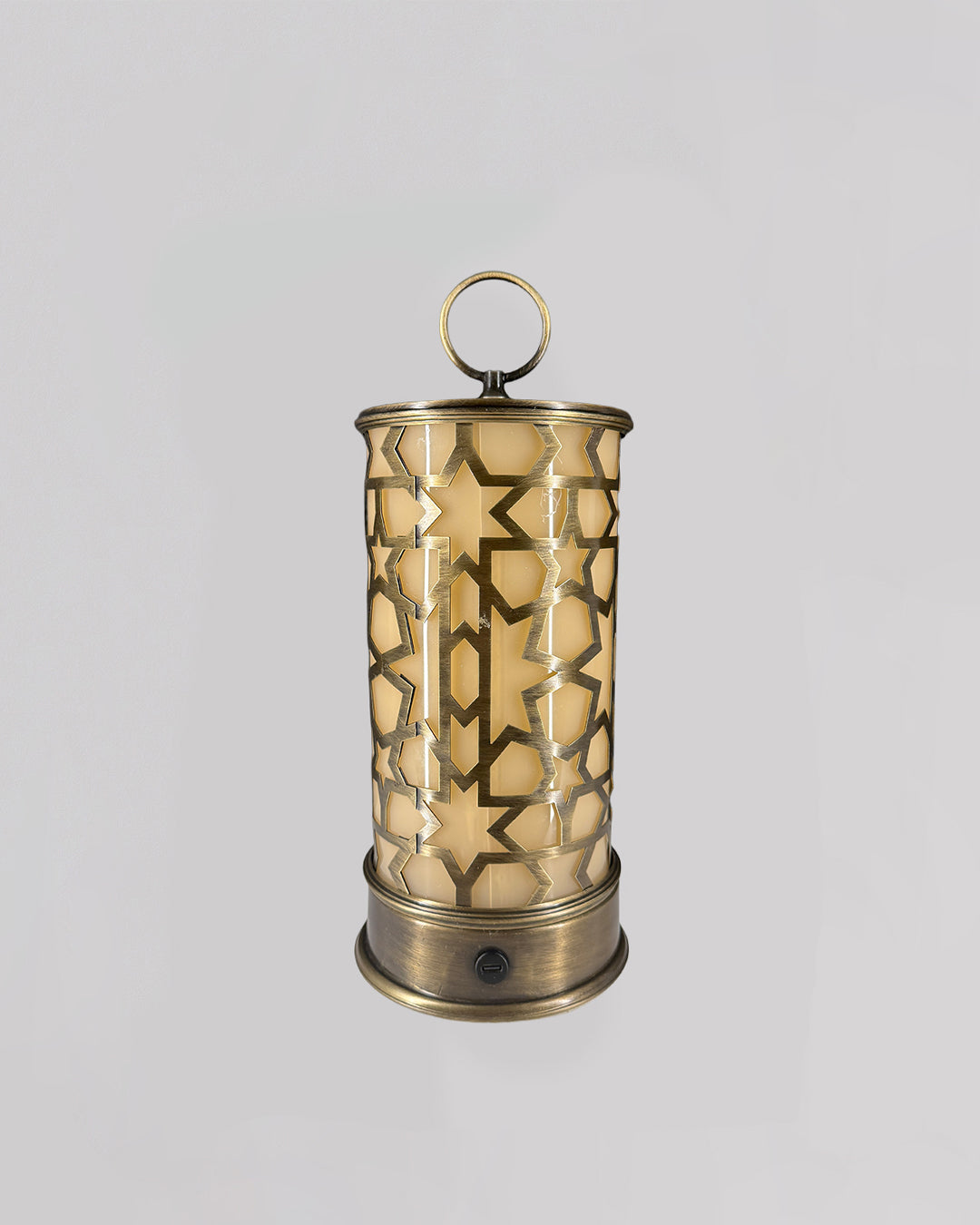 Decorative lantern with geometric pattern on a light gray background
