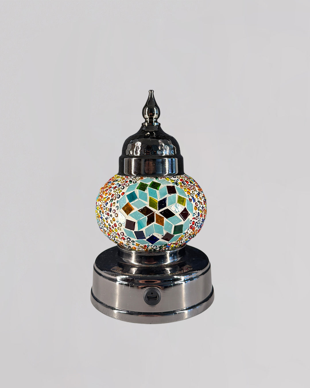 Decorative lamp with geometric pattern on a white background